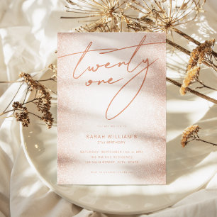 Modern Blush Rose Gold Elegant 21st Birthday Invitation