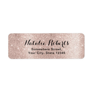 Modern Blush Rose Gold Glitter Elegant Address