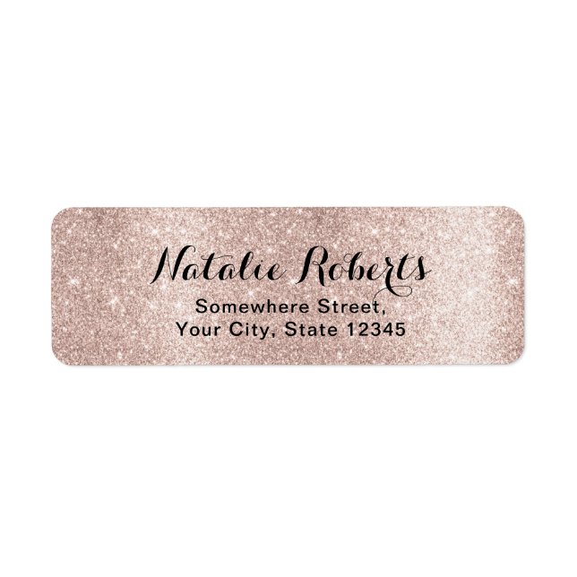 Modern Blush Rose Gold Glitter Elegant Address (Front)