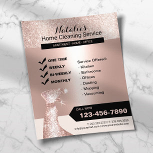Modern Blush Rose Gold House Cleaning Housekeeping Flyer