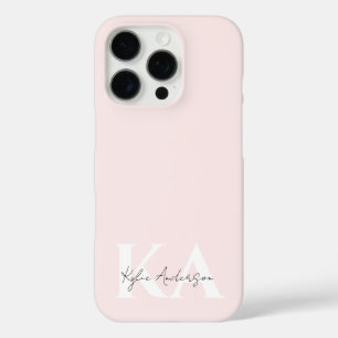 Modern Blush Rose Personalised Monogram Name -  iPhone 16 Pro Case