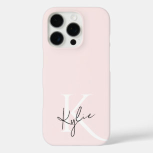 Modern Blush Rose Personalised Monogram Name -  iPhone 16 Pro Case