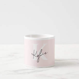 Modern Blush Rose Personalised Monogram Name -  Espresso Cup