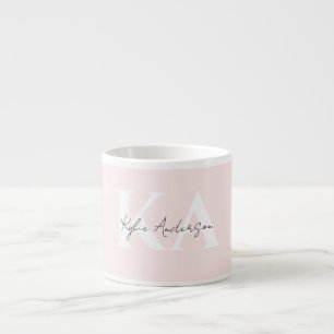 Modern Blush Rose Personalised Monogram Name -  Espresso Cup