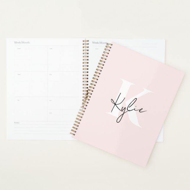 Modern Blush Rose Personalised Monogram Name -  Planner (Display)