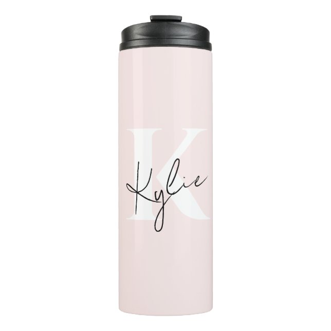 Modern Blush Rose Personalised Monogram Name -  Thermal Tumbler (Front)