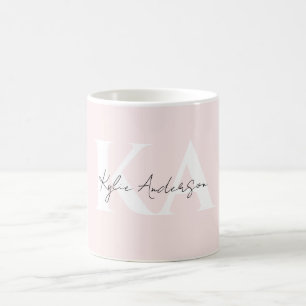 Modern Blush Rose Personalized Monogram Name -  Coffee Mug