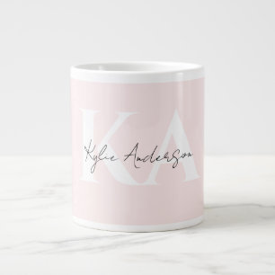 Modern Blush Rose Personalized Monogram Name -  Large Coffee Mug