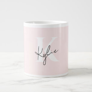 Modern Blush Rose Personalized Monogram Name -  Large Coffee Mug