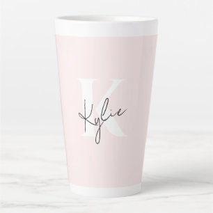 Modern Blush Rose Personalized Monogram Name -  Latte Mug