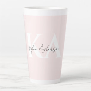 Modern Blush Rose Personalized Monogram Name -  Latte Mug