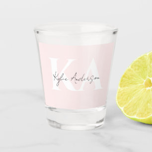 Modern Blush Rose Personalized Monogram Name -  Shot Glass