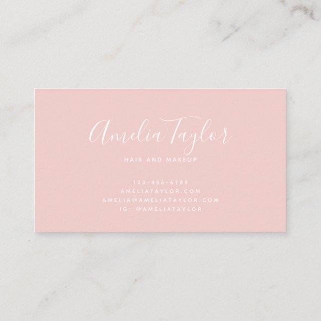 Modern blush rose petal business cards (Back)