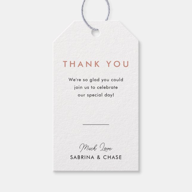 Modern Blush Rose Wedding Thank You Favour Tag (Front)