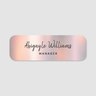 Modern Blush Shimmer Metallic Girly Name Tag