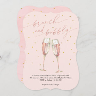 modern blush simple pop the bubbly, chic champagne invitation