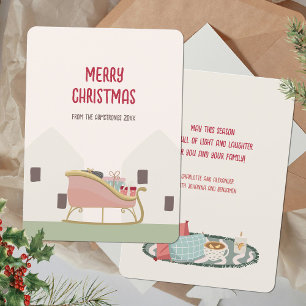 Modern Blush Sledge Christmas Greeting Holiday Card