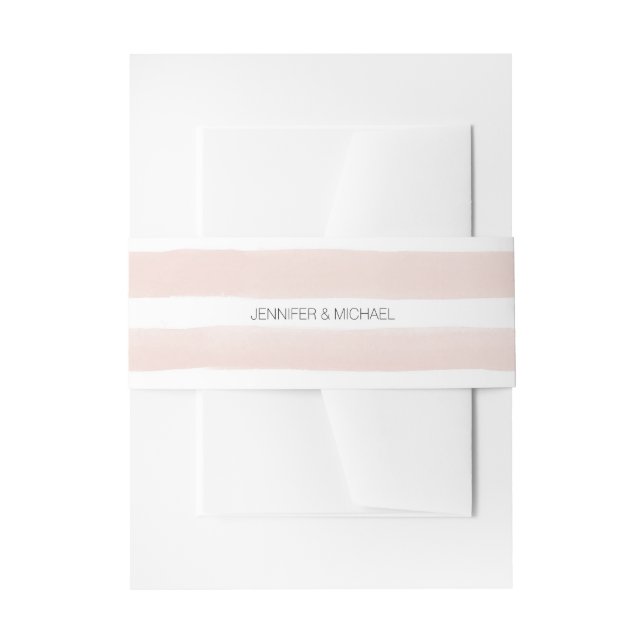 Modern Blush Stripes Belly Bands Invitation Belly Band (Front Example)
