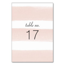Modern Blush Stripes Table Number