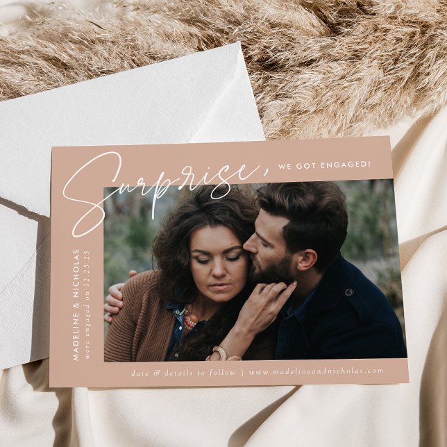 Modern Blush Surprise Photo Engagement Announcement (Creator Uploaded)