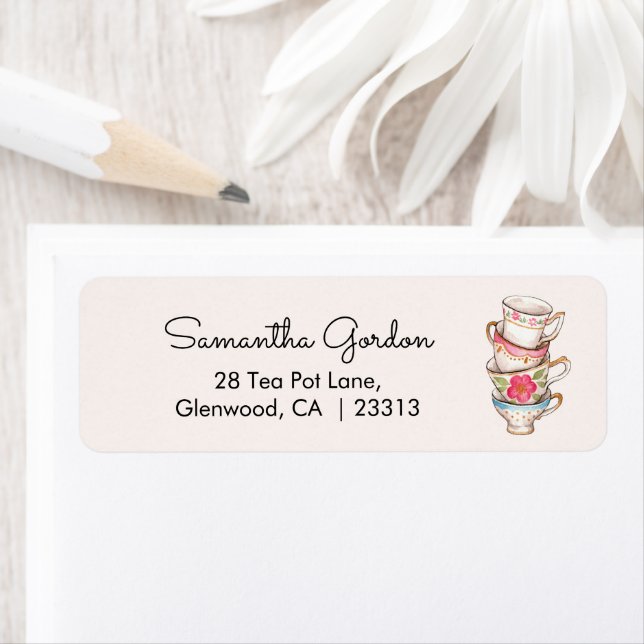 Modern Blush Tea Party Bridal Shower Address (Insitu)