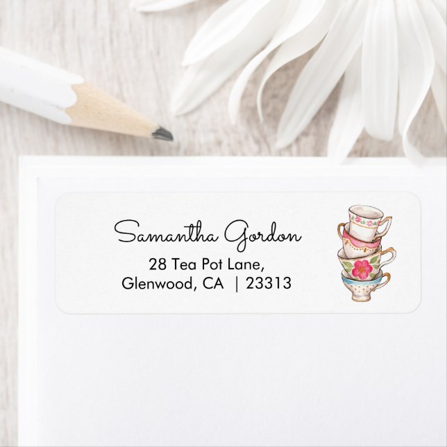 Modern Blush Tea Party Bridal Shower Address (Insitu)