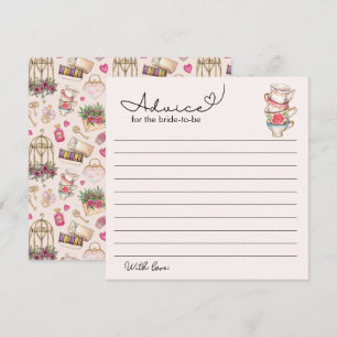 Modern Blush Tea Party Bridal Shower Advice  Card