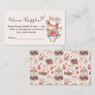 Modern Blush Tea Party Bridal Wine Raffle Enclosure Card