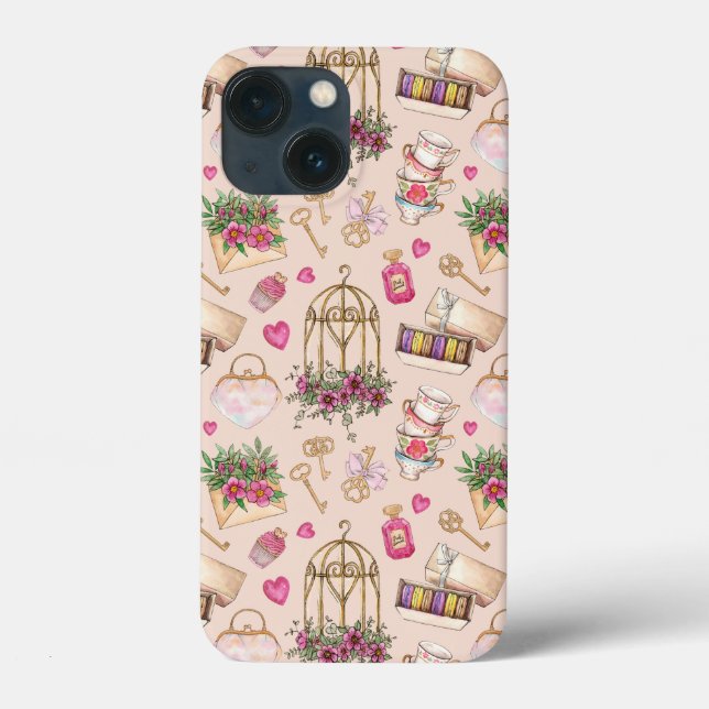 Modern Blush Tea Party Case-Mate iPhone Case (Back)