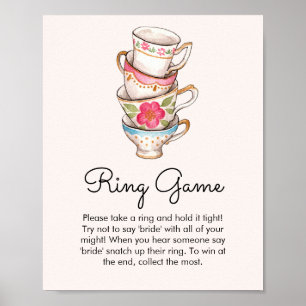Modern Blush Tea Party Ring Game Bridal Shower  Poster