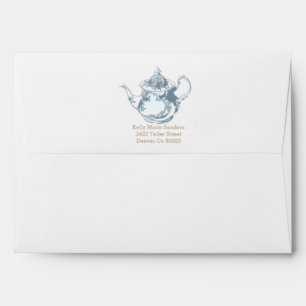 Modern Blush Teapot   Tea Party   Custom Address Envelope