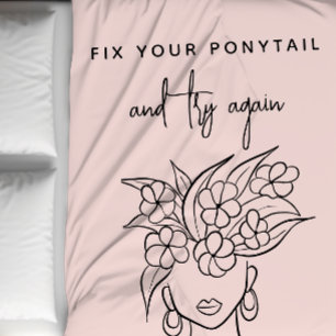 Modern Blush Try Again Woman with Flowers Fleece Blanket