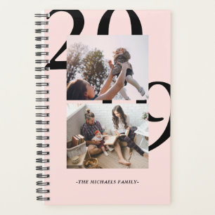 Modern Blush Two Photo Polka Dot Pattern and Year Planner