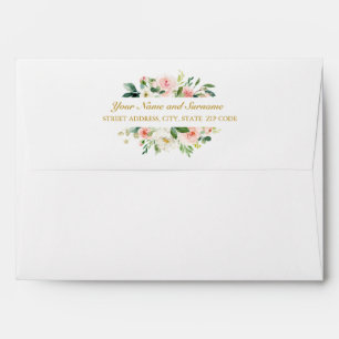 Modern Blush Vintage Flower Wedding V3 Envelope