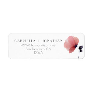 Modern Blush Watercolor Poppy Label