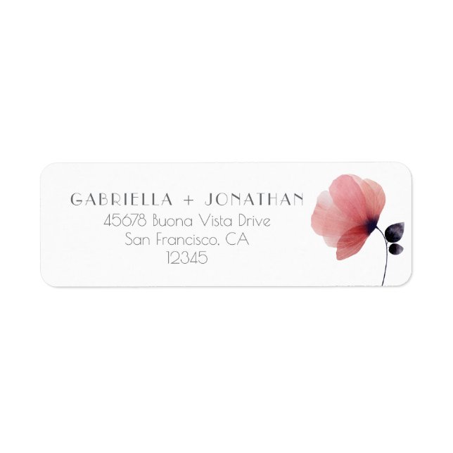 Modern Blush Watercolor Poppy Label (Front)