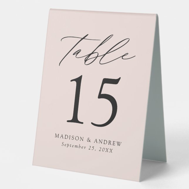 Modern Blush Wedding Table Number (Front)