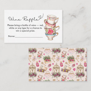 Modern Blush White Tea Party Bridal Wine Raffle Enclosure Card