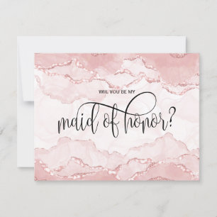 modern blush  will you be maid of honour invitatio invitation