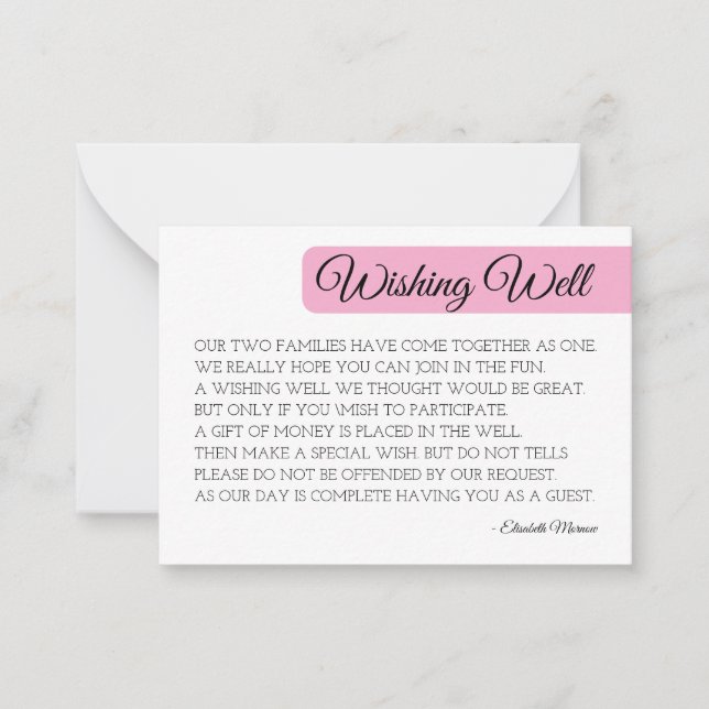Modern Blush Wishing Well Card Template - Minimali (Front)