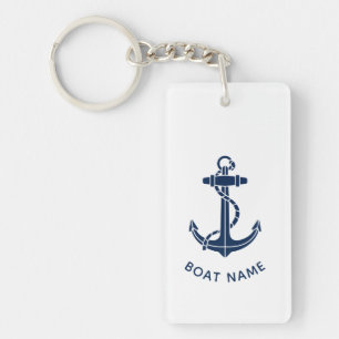 Modern Boat Anchor and Name Beach Swag Custom Key Ring