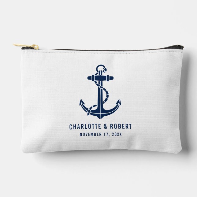 Modern Boat Anchor Beach Wedding Favour Accessory Pouch (Front)