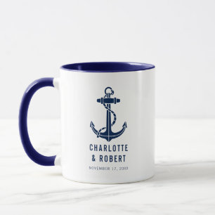 Modern Boat Anchor Beach Wedding Favour Mug