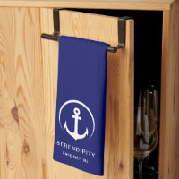 Modern Boat Anchor Monogram Navy Blue