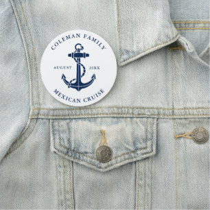 Modern Boat Anchor Nautical Family Cruise Custom Name Tag