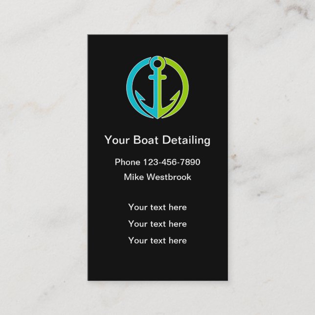 Modern Boat Detailing Business Cards (Front)