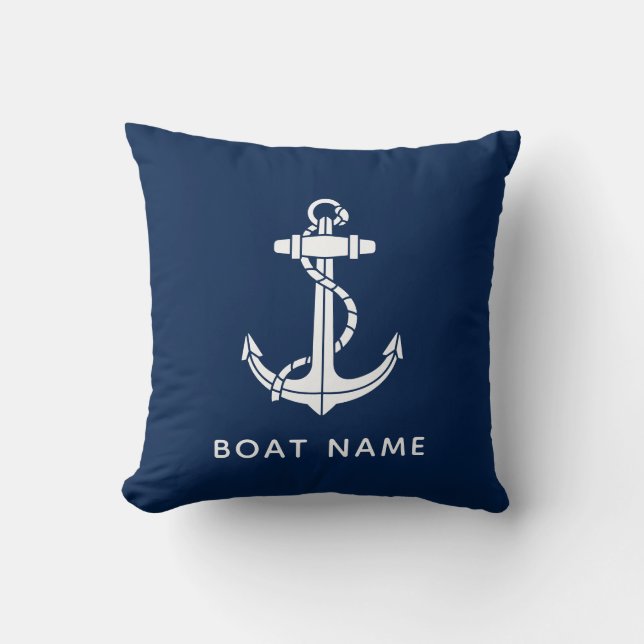 Modern Boat Name Anchor Custom Cushion (Front)