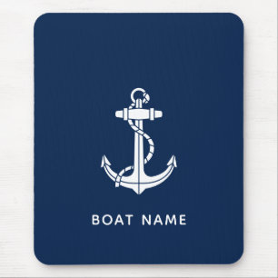 Modern Boat Name Anchor Sailing Crew Custom Mouse Mat