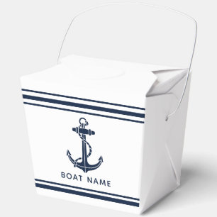 Modern Boat Name Navy Blue Anchor Custom Favour Box