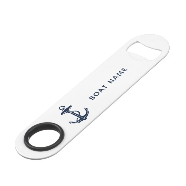 Modern Boat Navy Blue Anchor Nautical Name Custom (Back Angled)